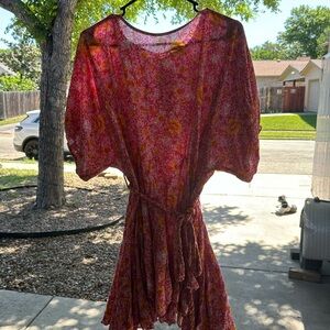 Aakaa Scoop Neck Floral Print Dress